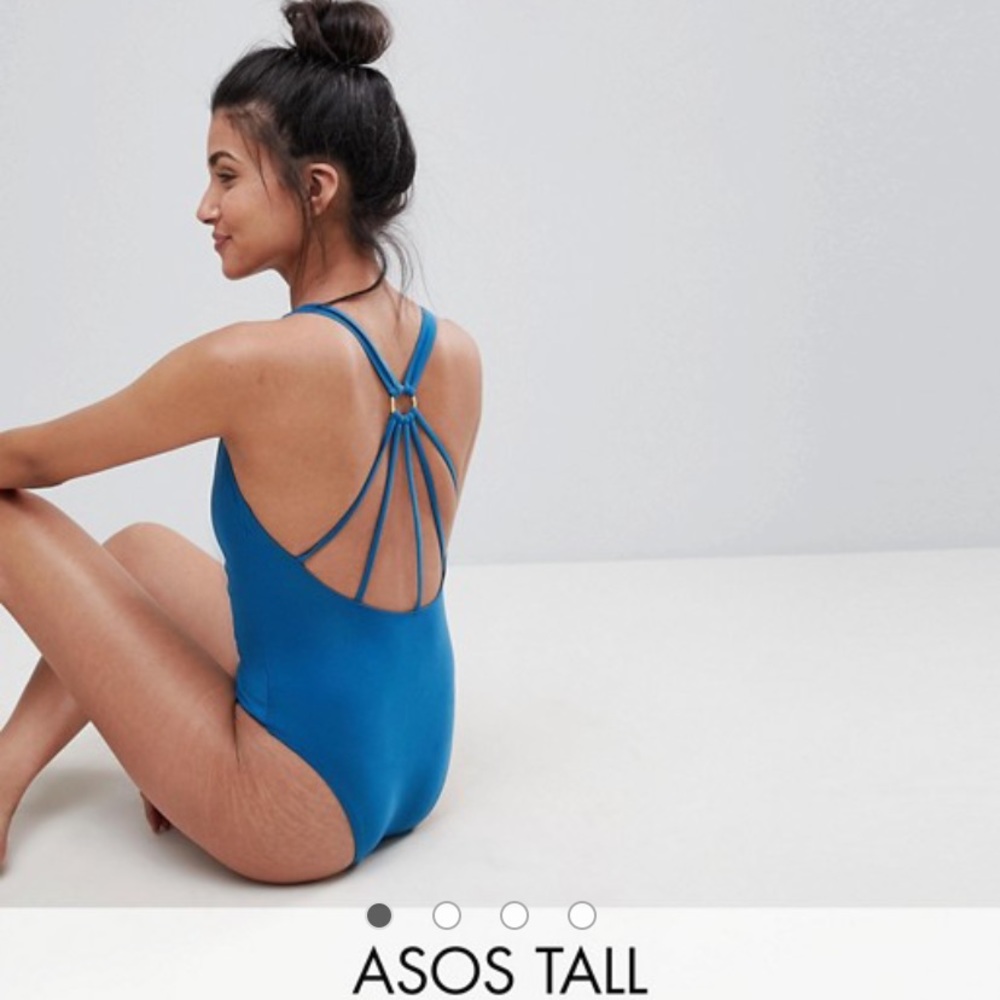 NWT ASOS Tall Teal Blue One Piece Swimsuit